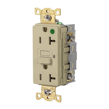 Bryant GFCI Receptacle 20A 125VAC COMM HG GFR IVORY GFR83I